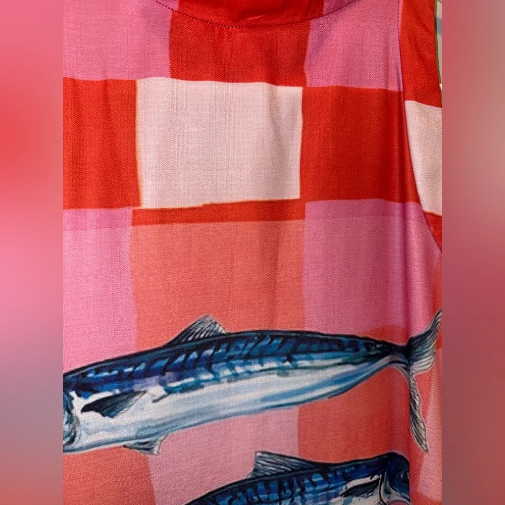 Red and Pink Sardines Fish Mini Dress - Picture 3 of 6